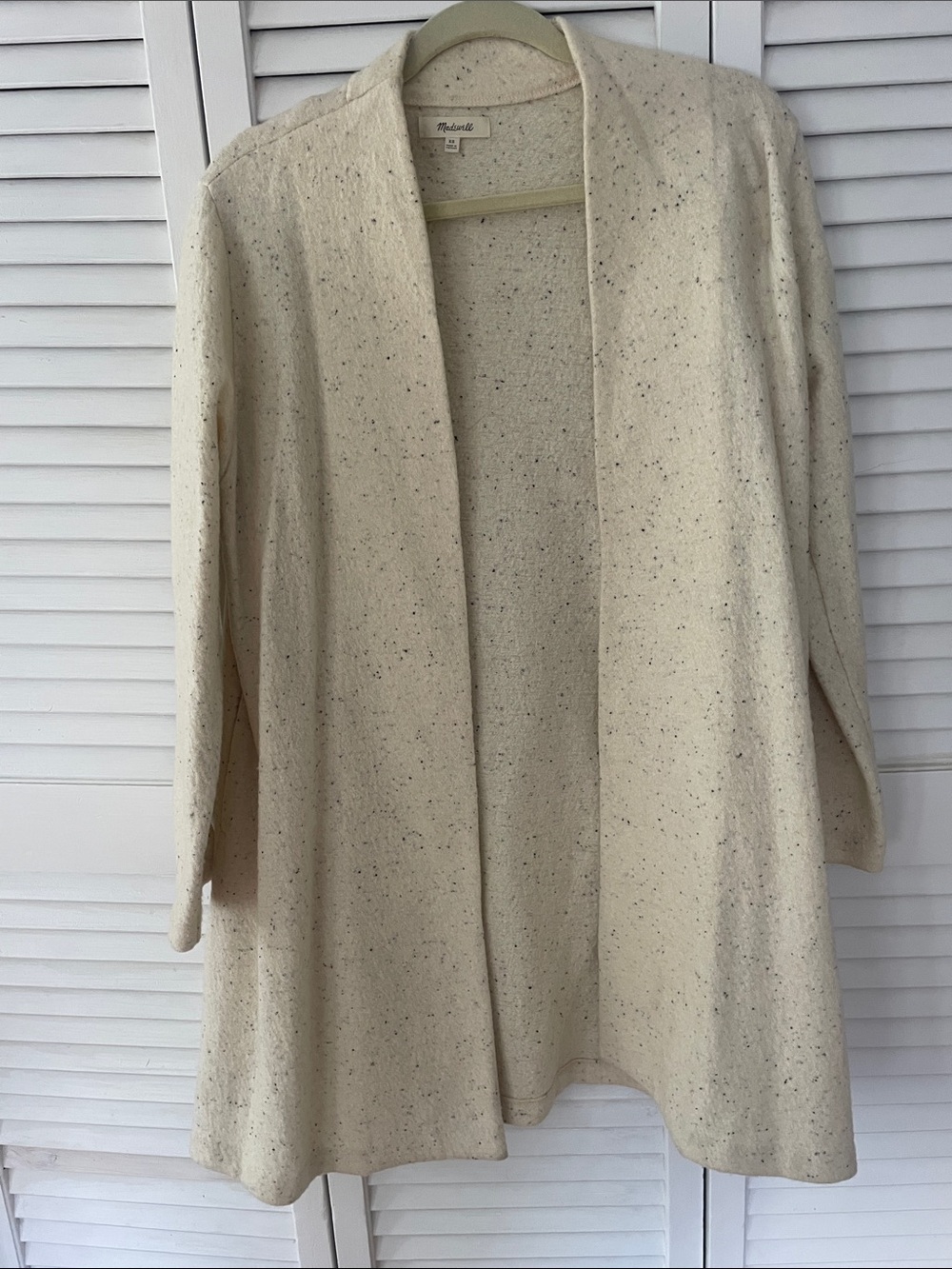 Madewell Wool Cream Speckled Open-Front Cardigan Jacket